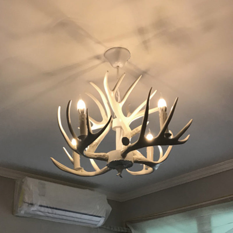 Antler-Shaped Pendant Light: Vintage Resin Chandelier For Restaurant