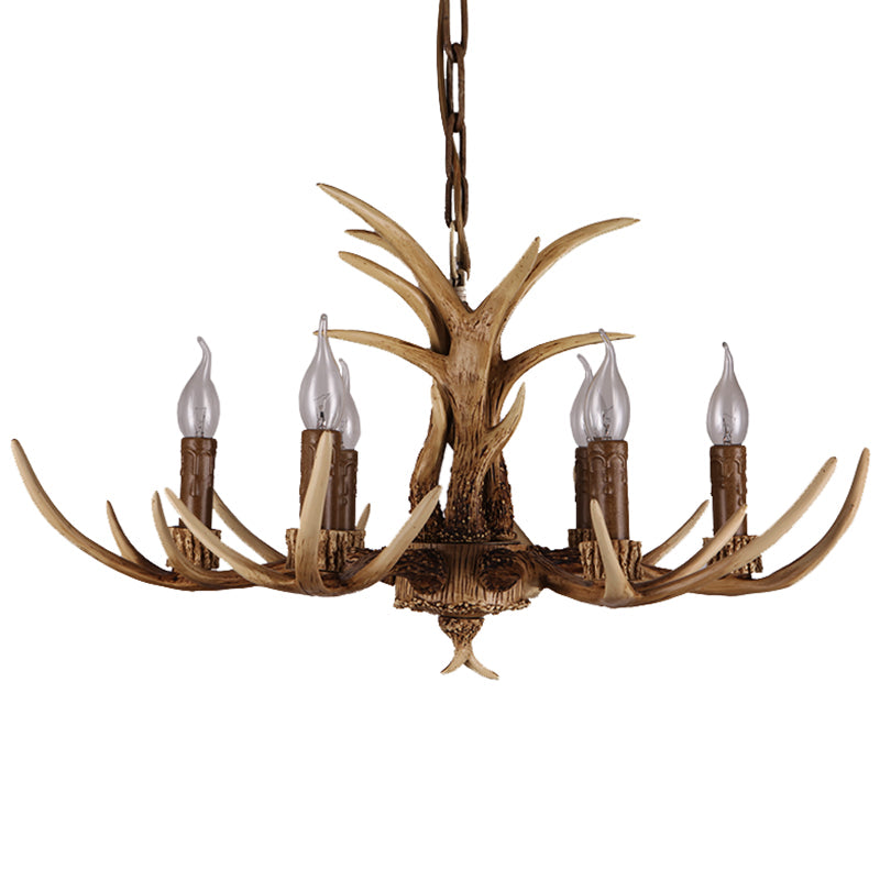 Vintage Beige Resin Antler Chandelier Pendant Light For Restaurant - Hanging Fixture