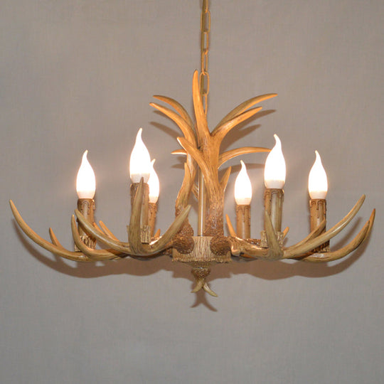 Vintage Resin Deer Horn Chandelier Pendant Light For Restaurants 6 / Beige