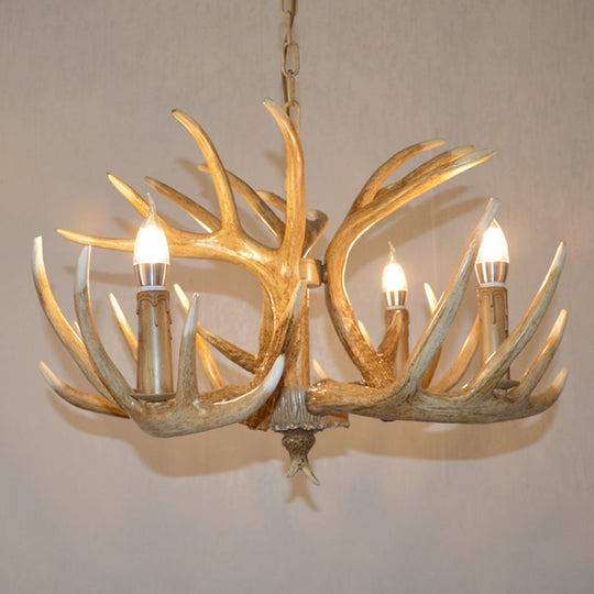 Vintage Resin Deer Horn Chandelier Pendant Light For Restaurants