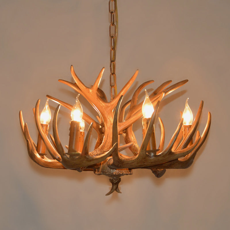 Vintage Resin Deer Horn Chandelier Pendant Light For Restaurants