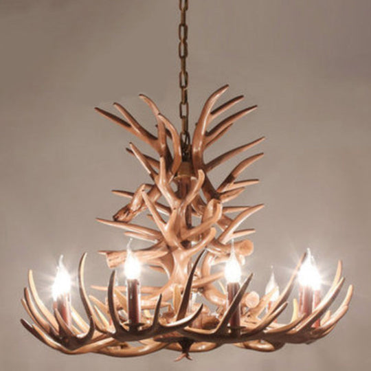 Rustic Deer Horn Resin Chandelier - Dining Room Suspension Light Fixture