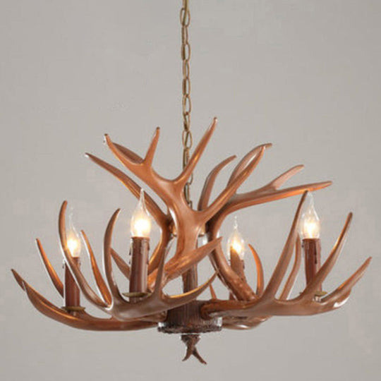 Rustic Deer Horn Resin Chandelier - Dining Room Suspension Light Fixture