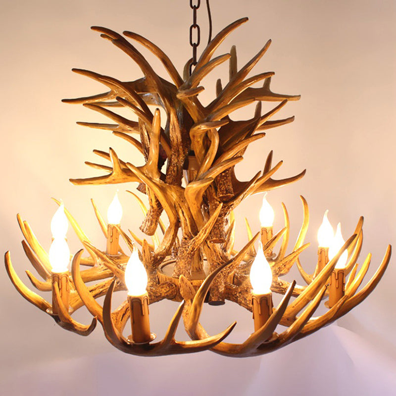 Vintage Antler Chandelier Pendant Light - Resin Hanging For Living Room