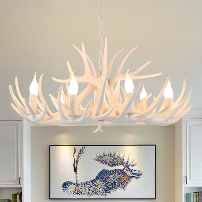 Vintage Resin Chandelier - Retro Dining Pendant Light Fixture In Deer Horn Shape