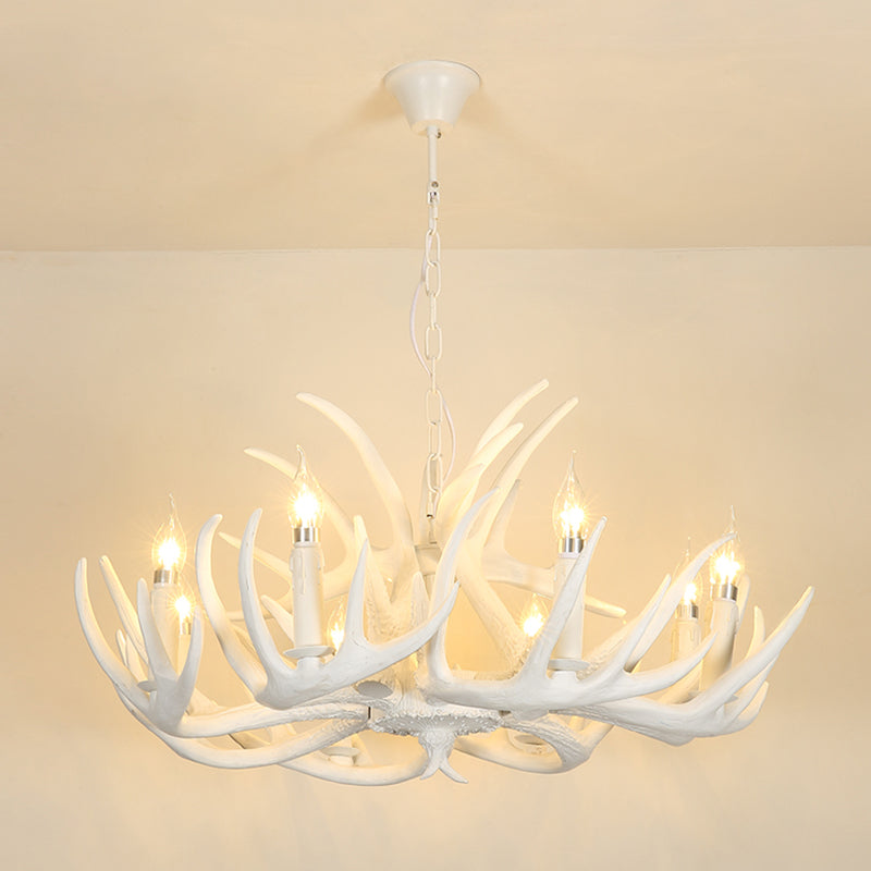 Vintage Resin Chandelier - Retro Dining Pendant Light Fixture In Deer Horn Shape