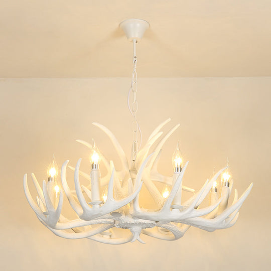 Vintage Resin Chandelier - Retro Dining Pendant Light Fixture In Deer Horn Shape