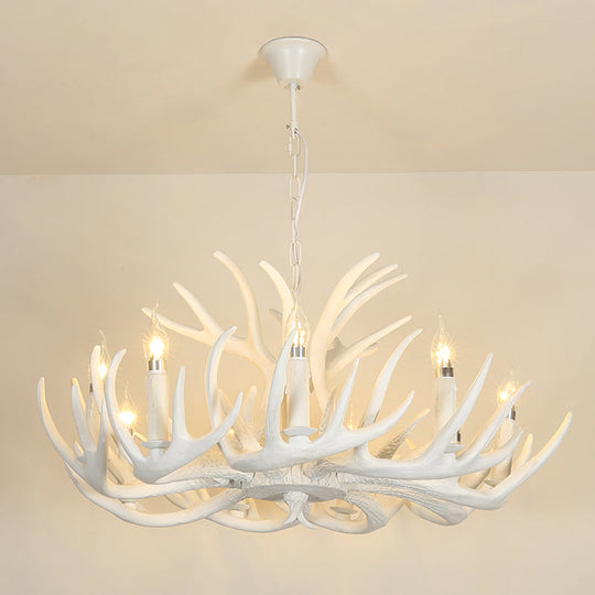 Vintage Resin Chandelier - Retro Dining Pendant Light Fixture In Deer Horn Shape