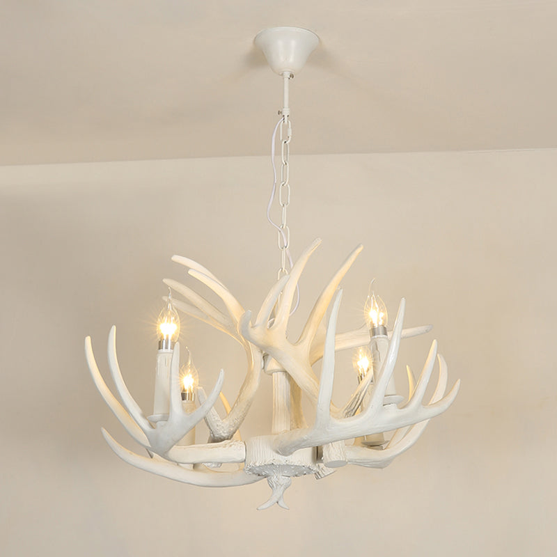 Vintage Resin Chandelier - Retro Dining Pendant Light Fixture In Deer Horn Shape