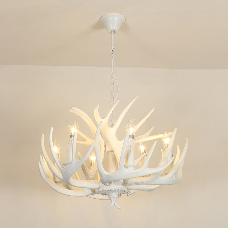 Vintage Resin Chandelier - Retro Dining Pendant Light Fixture In Deer Horn Shape