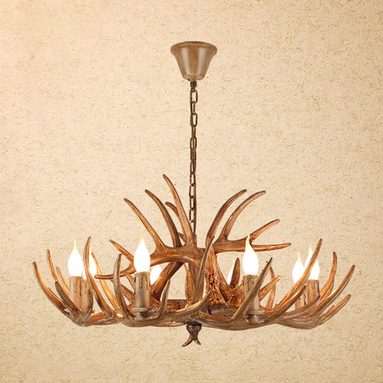 Vintage Resin Chandelier - Retro Dining Pendant Light Fixture In Deer Horn Shape