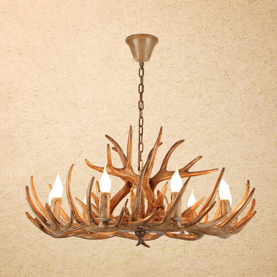 Vintage Resin Chandelier - Retro Dining Pendant Light Fixture In Deer Horn Shape