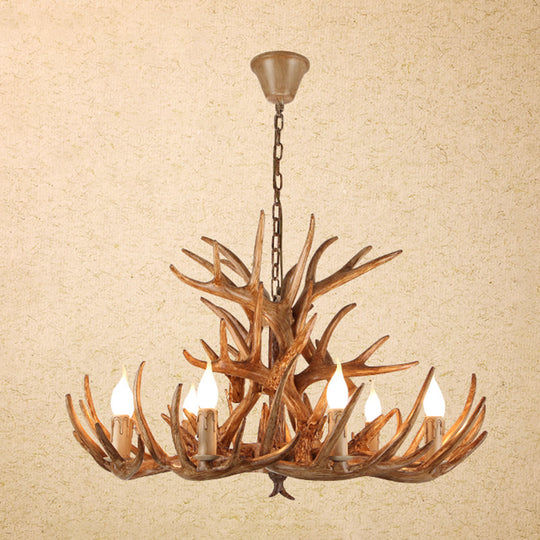 Vintage Resin Chandelier - Retro Dining Pendant Light Fixture In Deer Horn Shape