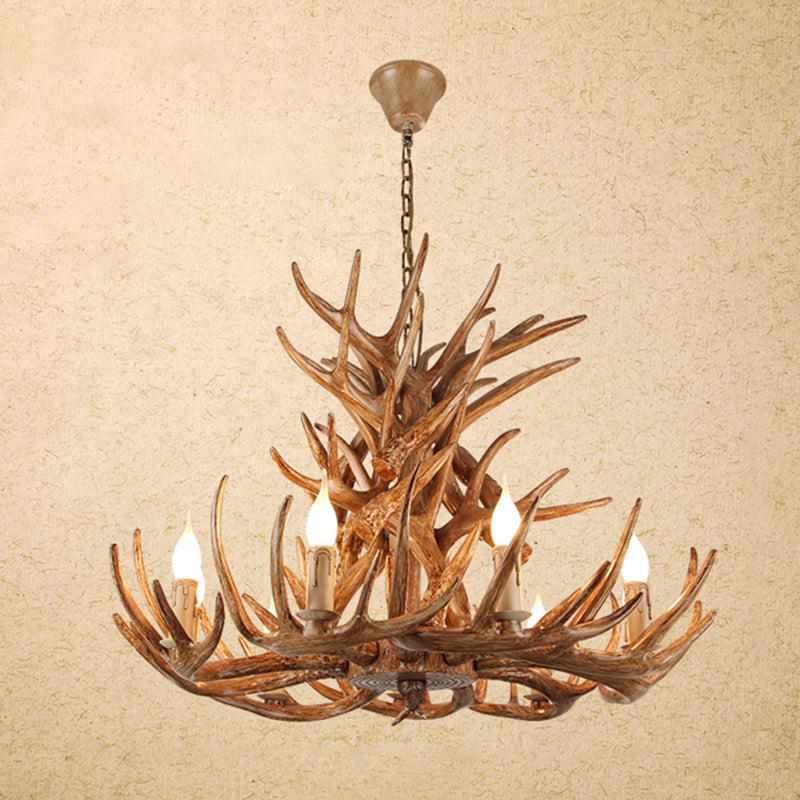 Vintage Resin Chandelier - Retro Dining Pendant Light Fixture In Deer Horn Shape