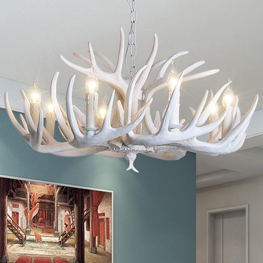 Rustic Resin Antler Chandelier: Unique Living Room Suspension Light