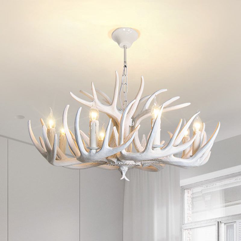 Rustic Resin Antler Chandelier: Unique Living Room Suspension Light