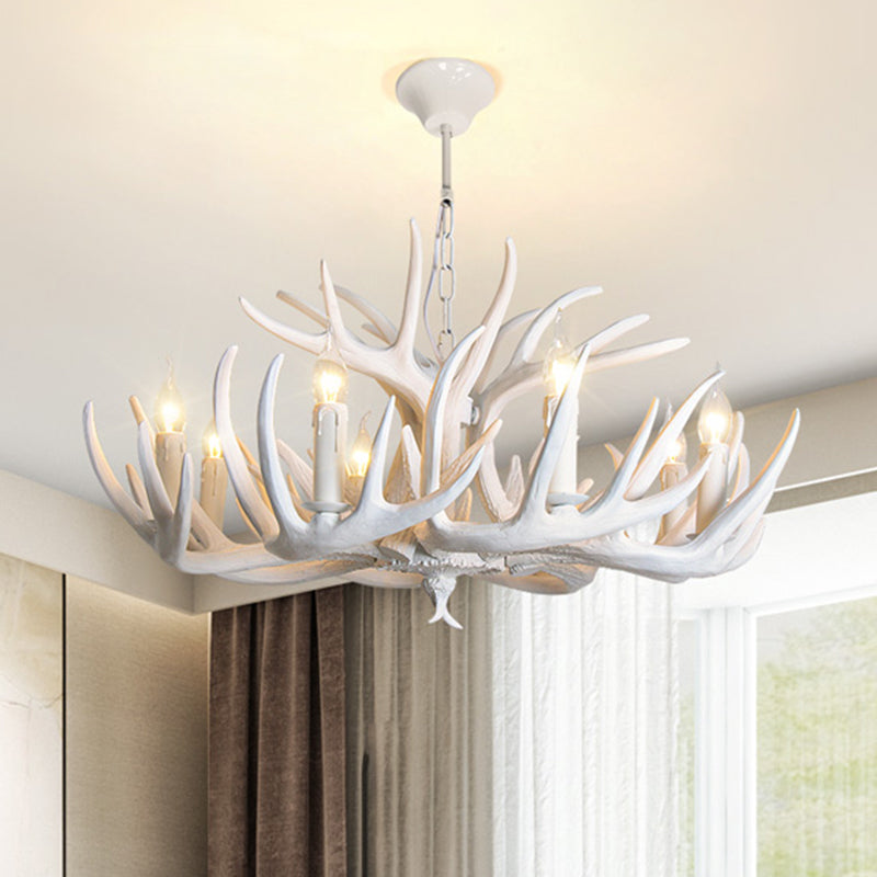 Rustic Resin Antler Chandelier: Unique Living Room Suspension Light