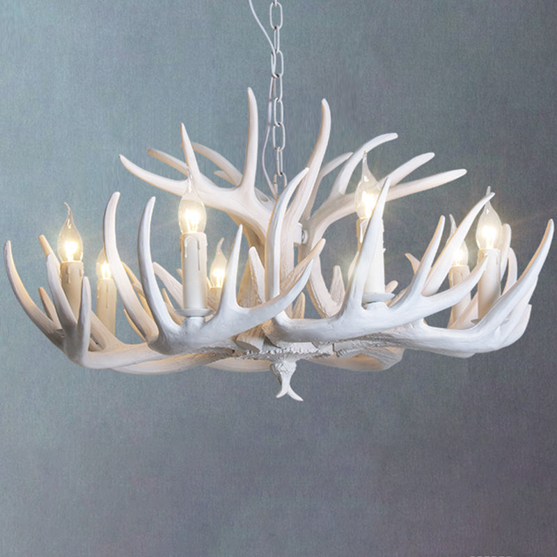 Rustic Resin Antler Chandelier: Unique Living Room Suspension Light