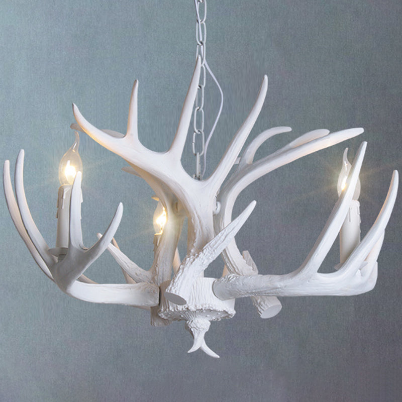 Rustic Resin Antler Chandelier: Unique Living Room Suspension Light