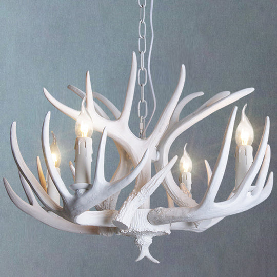 Rustic Resin Antler Chandelier: Unique Living Room Suspension Light