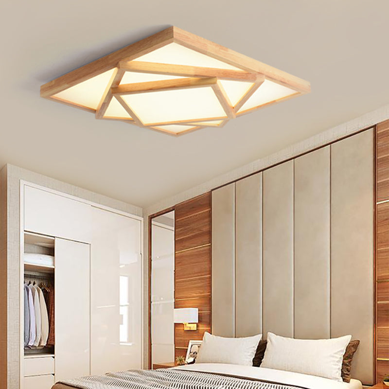 19"/25"/31.5" Wide Minimalist Wood Beige LED Ceiling Light in White/Warm/Natural Light - Flush Mount Lamp