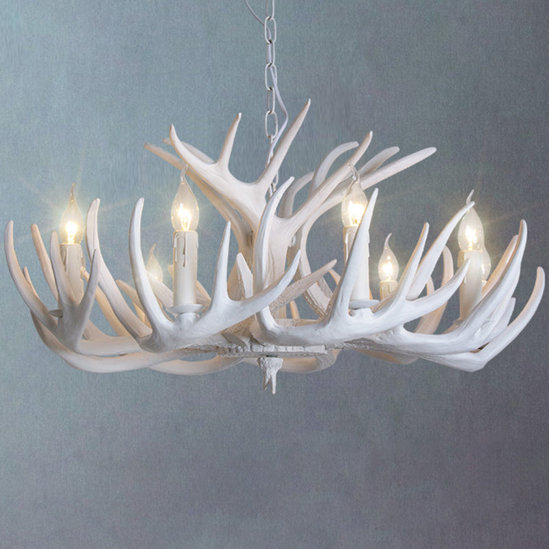 Rustic Resin Antler Chandelier: Unique Living Room Suspension Light