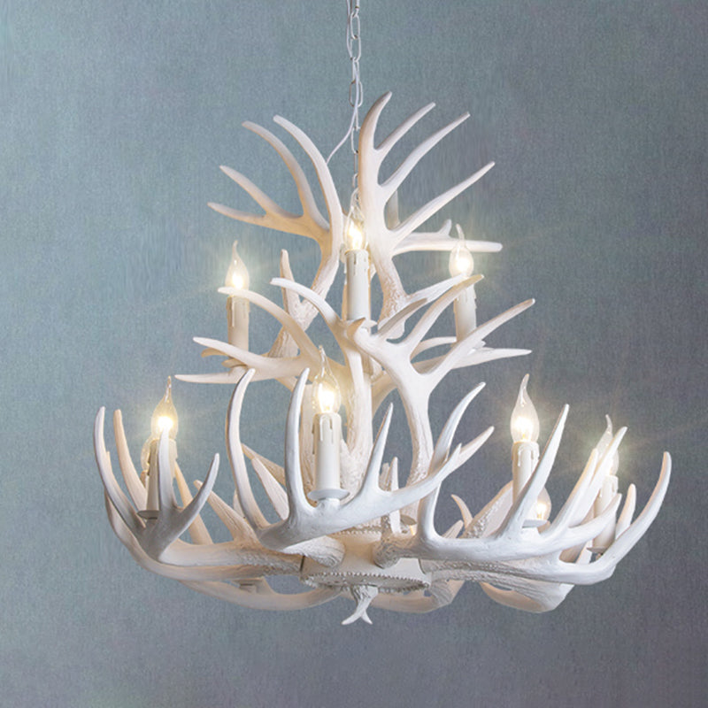 Rustic Resin Antler Chandelier: Unique Living Room Suspension Light