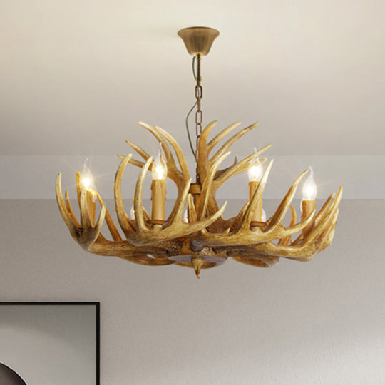 Rustic Resin Antler Chandelier: Unique Living Room Suspension Light