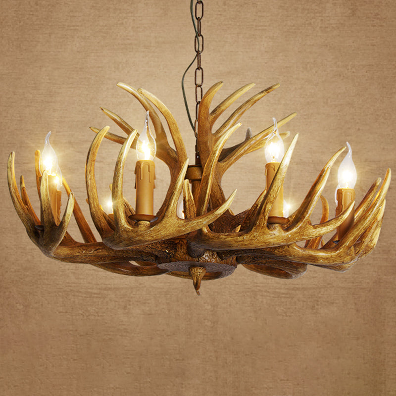 Rustic Resin Antler Chandelier: Unique Living Room Suspension Light