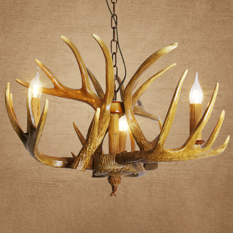 Rustic Resin Antler Chandelier: Unique Living Room Suspension Light