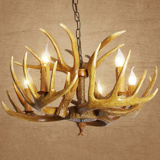 Rustic Resin Antler Chandelier: Unique Living Room Suspension Light