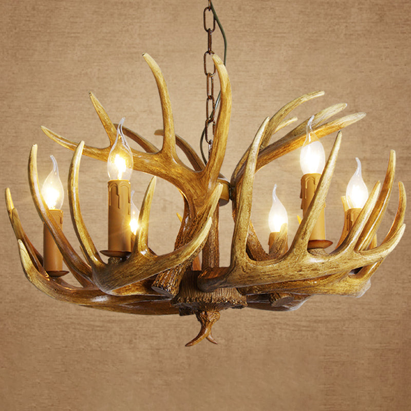 Rustic Resin Antler Chandelier: Unique Living Room Suspension Light