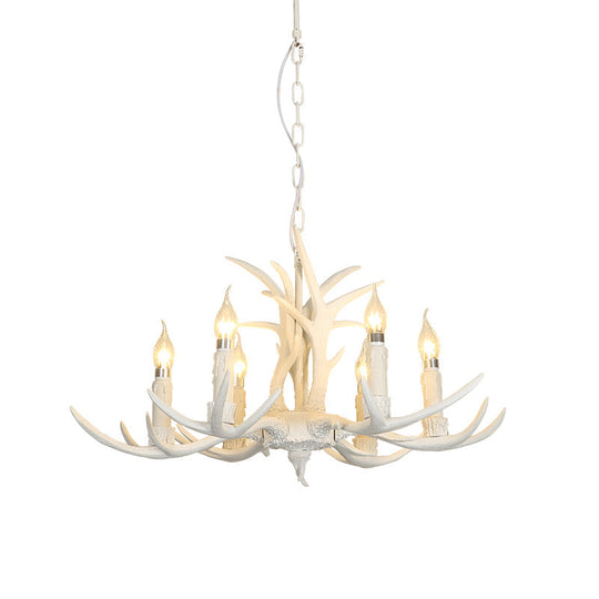 Classic White Deer Horn Resin Chandelier Pendant Light For Living Room