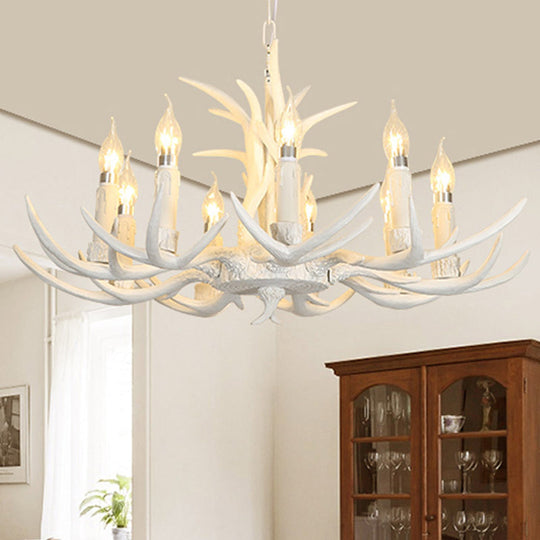 Classic White Deer Horn Resin Chandelier Pendant Light For Living Room