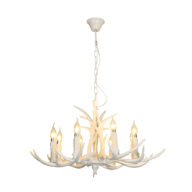 Classic White Deer Horn Resin Chandelier Pendant Light For Living Room