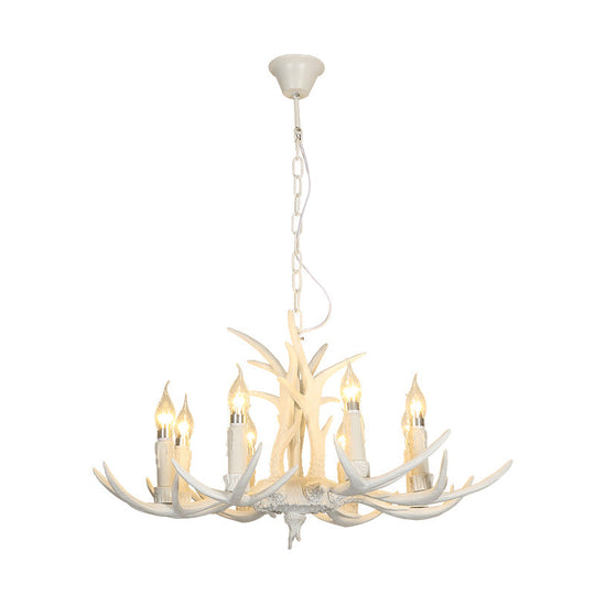 Classic White Deer Horn Resin Chandelier Pendant Light For Living Room