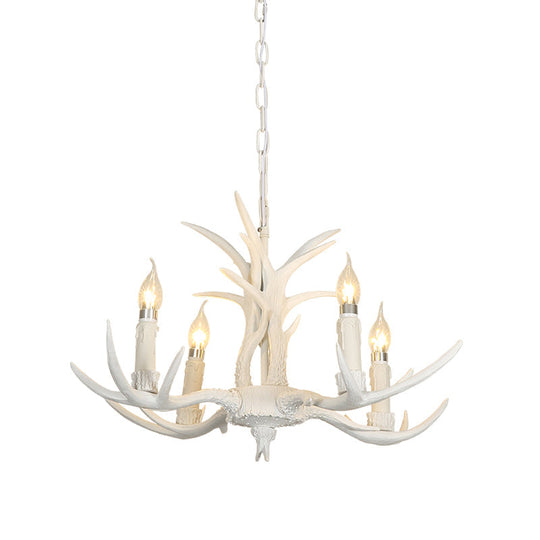 Classic White Deer Horn Resin Chandelier Pendant Light For Living Room