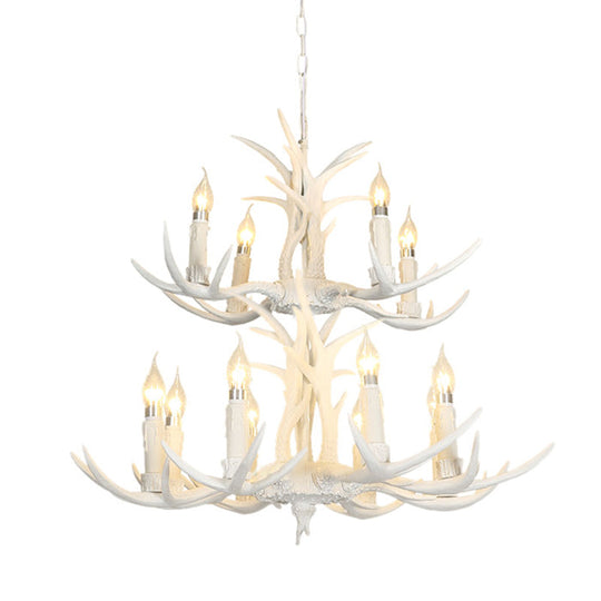 Classic White Deer Horn Resin Chandelier Pendant Light For Living Room 12 /