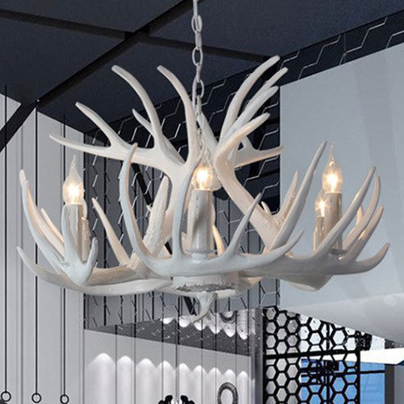 Resin White Antler Chandelier - Classic Pendant Light Fixture For Dining Room 6 /