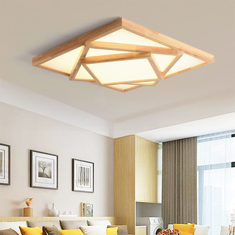 19"/25"/31.5" Wide Minimalist Wood Beige LED Ceiling Light in White/Warm/Natural Light - Flush Mount Lamp