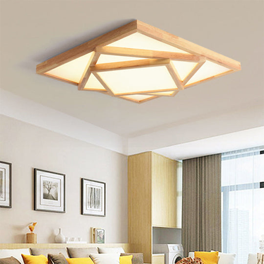 19/25/31.5 Wide Minimalist Wood Beige Led Ceiling Light In White/Warm/Natural - Flush Mount Lamp