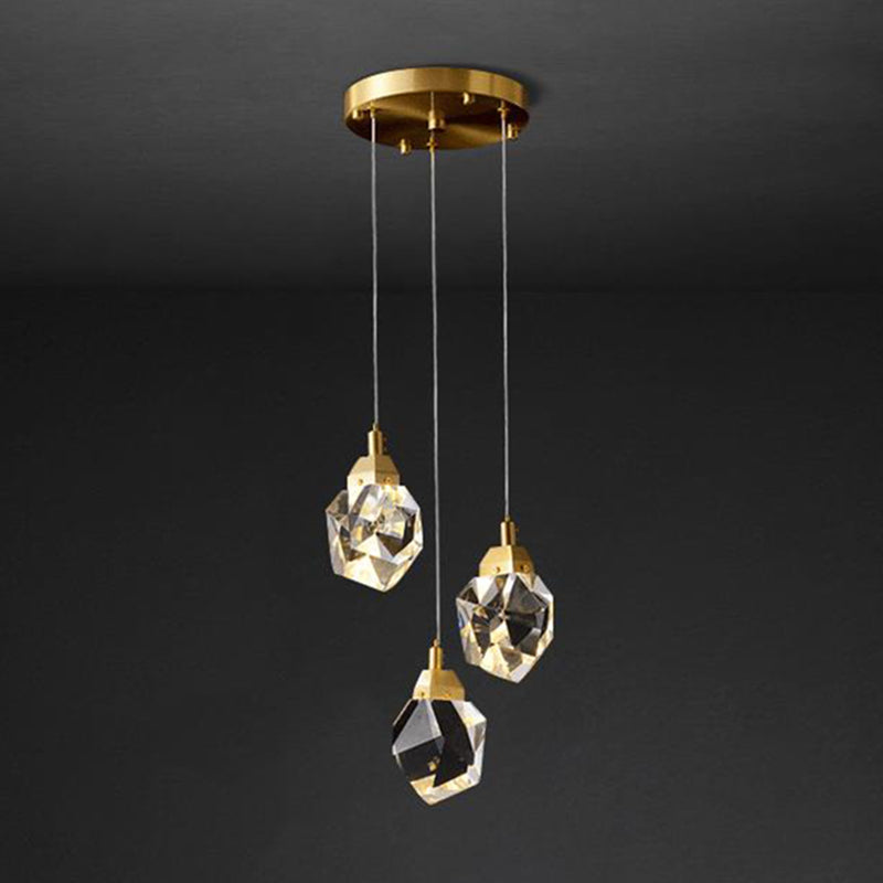 Emily - Gemstone LED Pendant Light: Artistic Brass Fixture for Dining Room