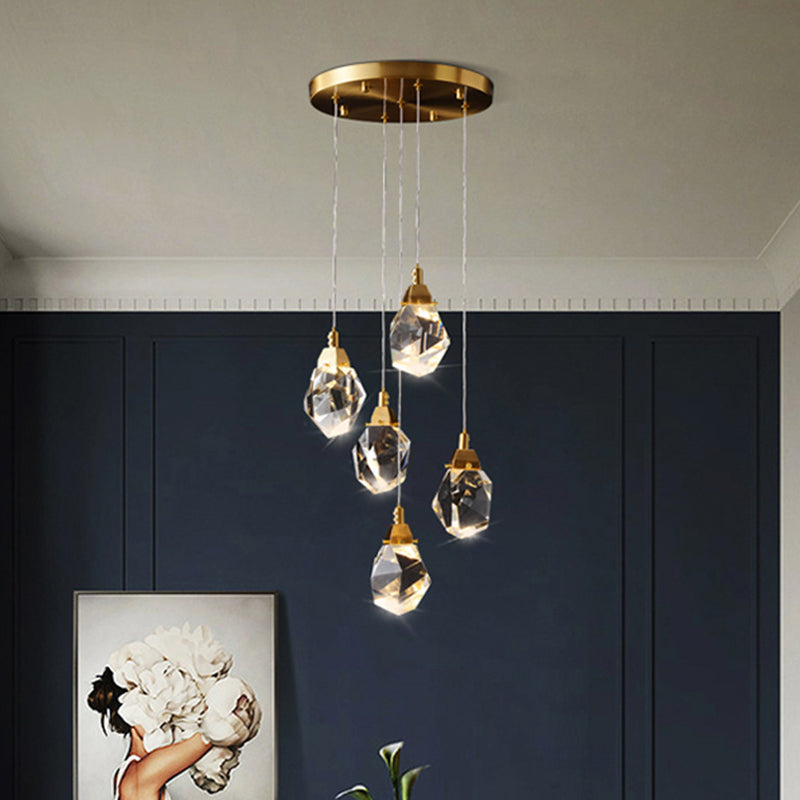 Emily - Gemstone LED Pendant Light: Artistic Brass Fixture for Dining Room