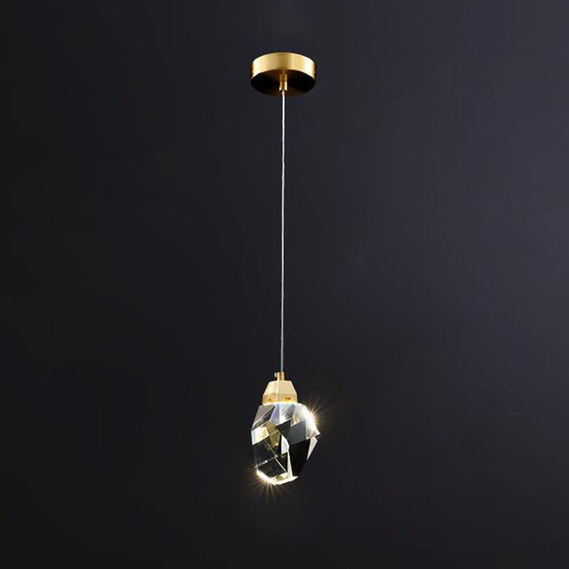 Emily - Gemstone LED Pendant Light: Artistic Brass Fixture for Dining Room