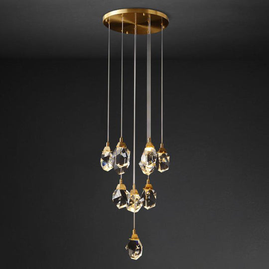 Emily - Gemstone LED Pendant Light: Artistic Brass Fixture for Dining Room