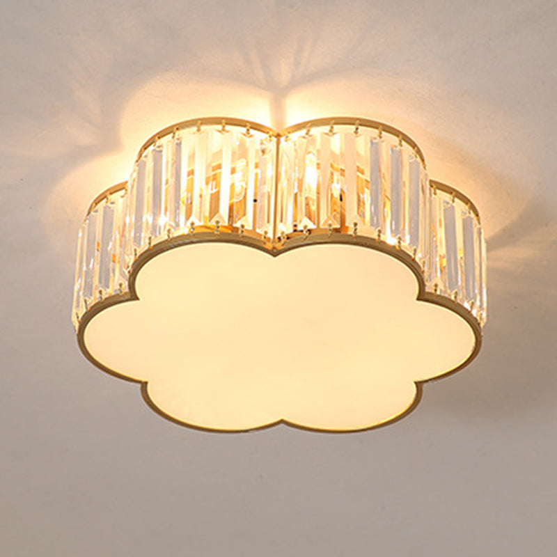 Clear Crystal Floral Flush Mount Ceiling Light For Living Room