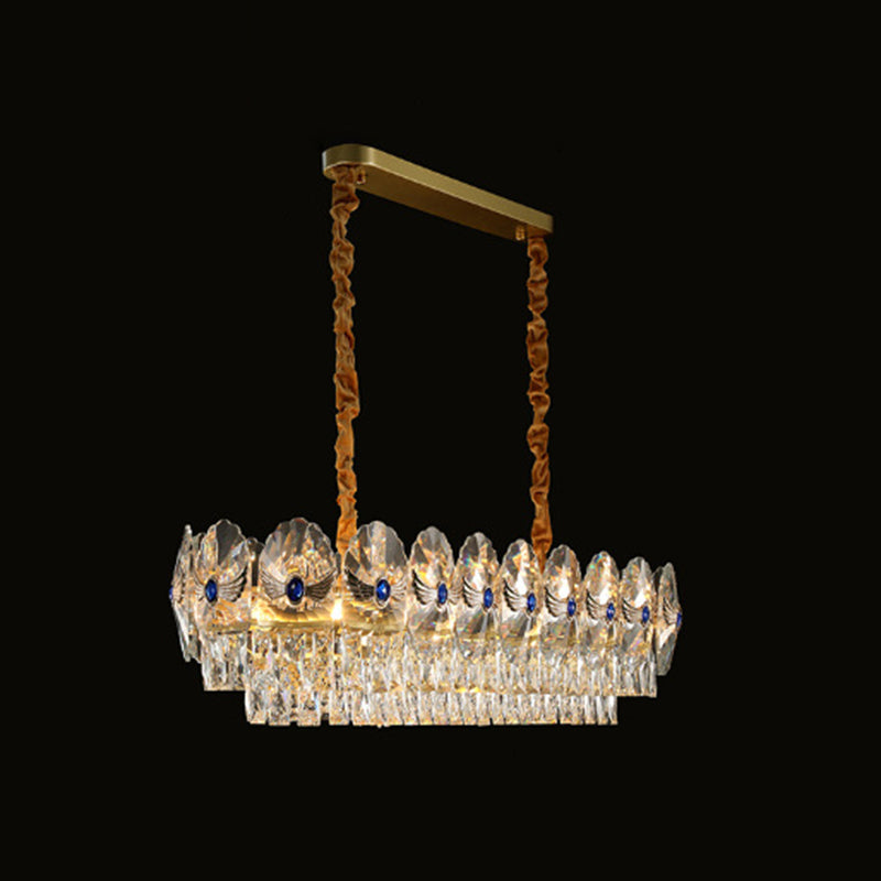 Gold Tiered Semi Flush Crystal Ceiling Light Fixture - Elegant Living Room Décor