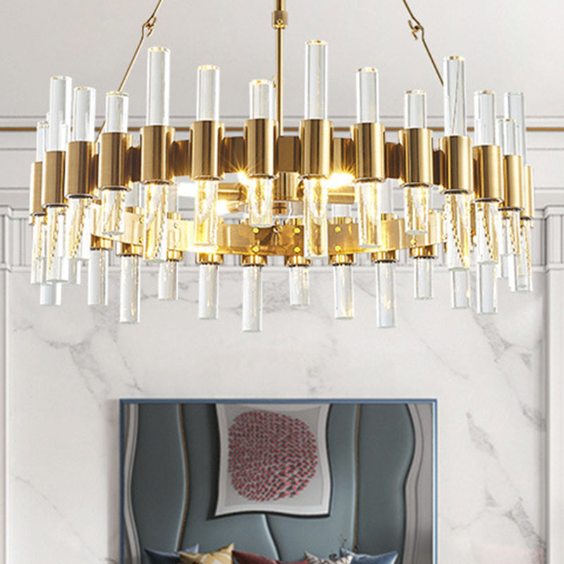 Modern Gold Crystal Rod Loop Chandelier Pendant Light