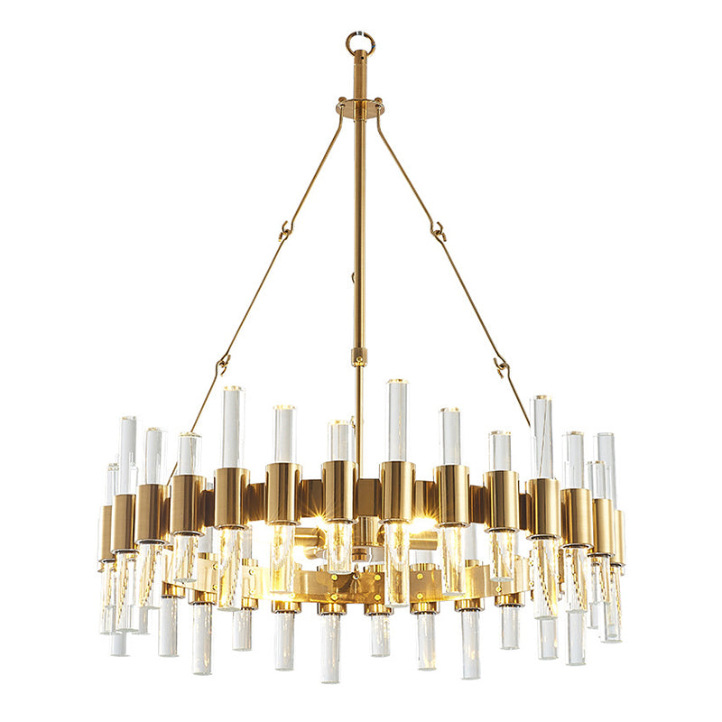 Modern Gold Crystal Rod Loop Chandelier Pendant Light