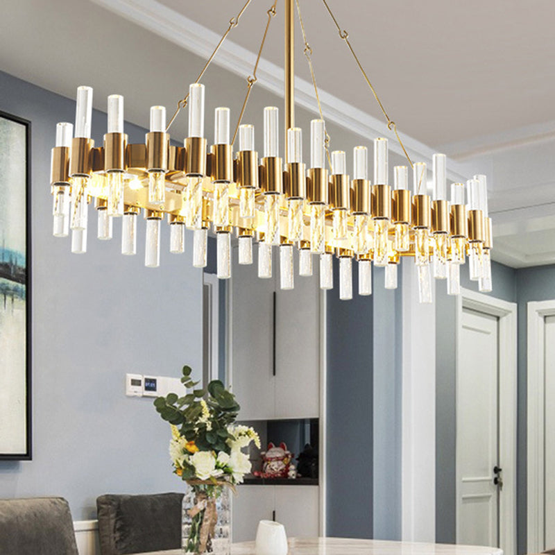 Modern Gold Crystal Loop Chandelier Pendant Light / Small Oval